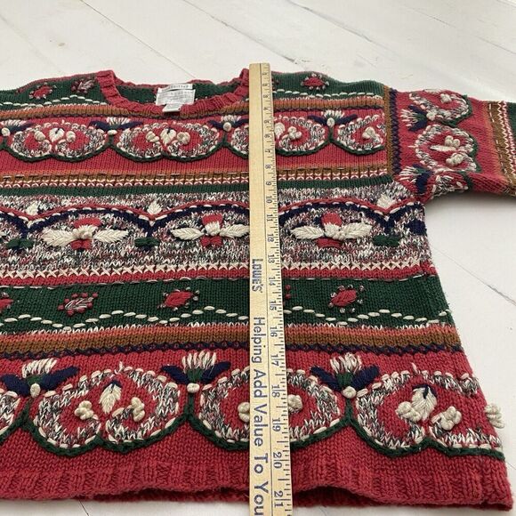 Vtg Van Heusen Handknitted Textured Chunky Knit Sweater Crewneck Womens Medium - Picture 8 of 10